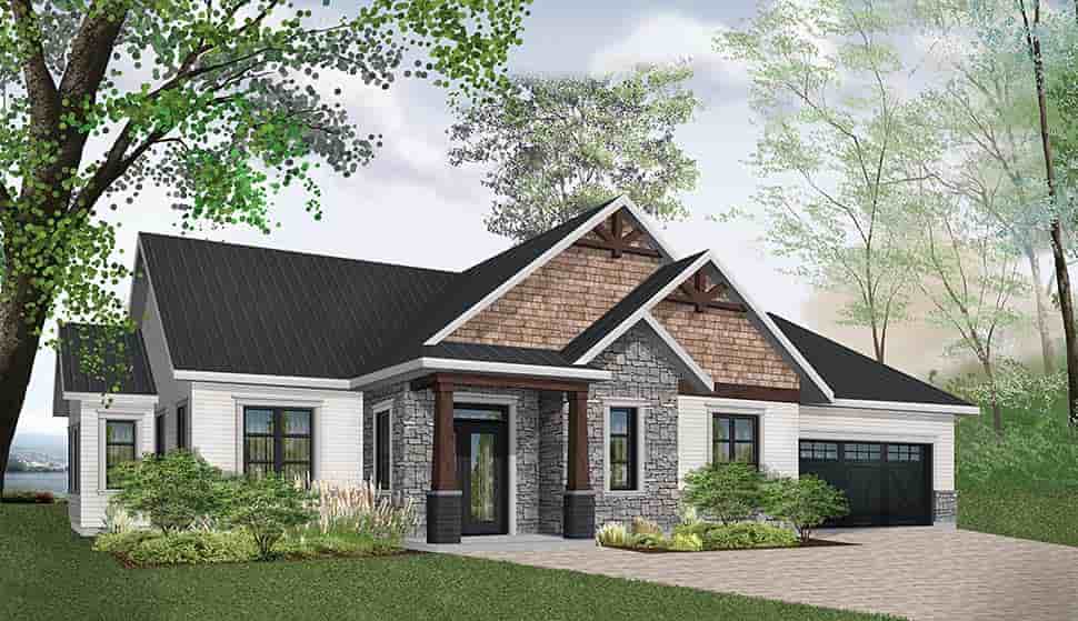 Country, Craftsman, Farmhouse House Plan 76488 with 3 Beds, 2 Baths, 2 Car Garage Picture 1
