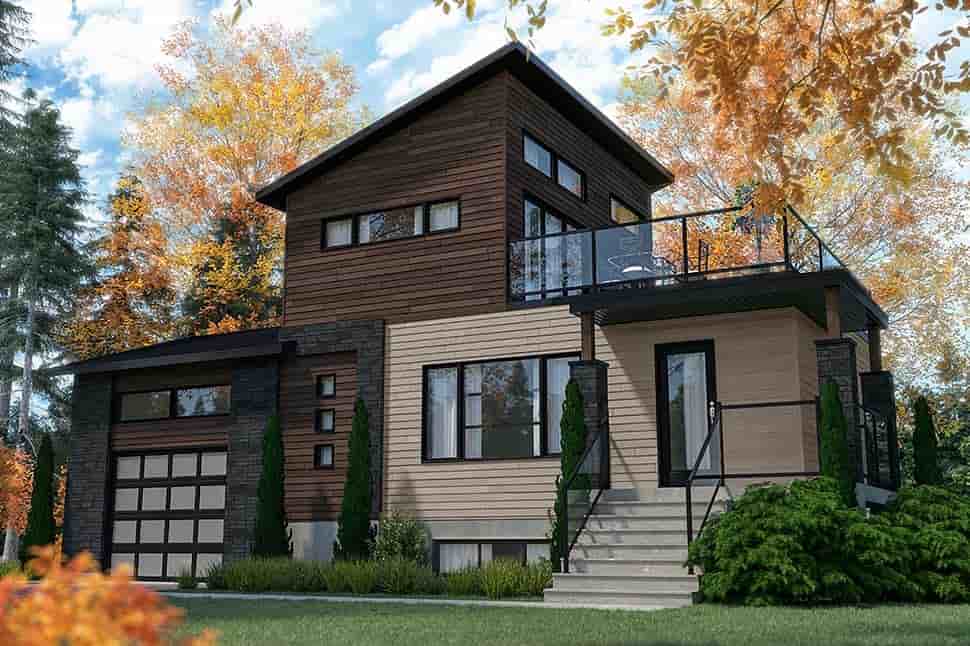 Cabin, Contemporary, Cottage, Modern House Plan 76547 with 2 Beds, 2 Baths, 1 Car Garage Picture 3