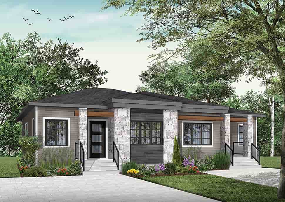 Contemporary, Modern Multi-Family Plan 76548 with 4 Beds, 2 Baths Picture 2