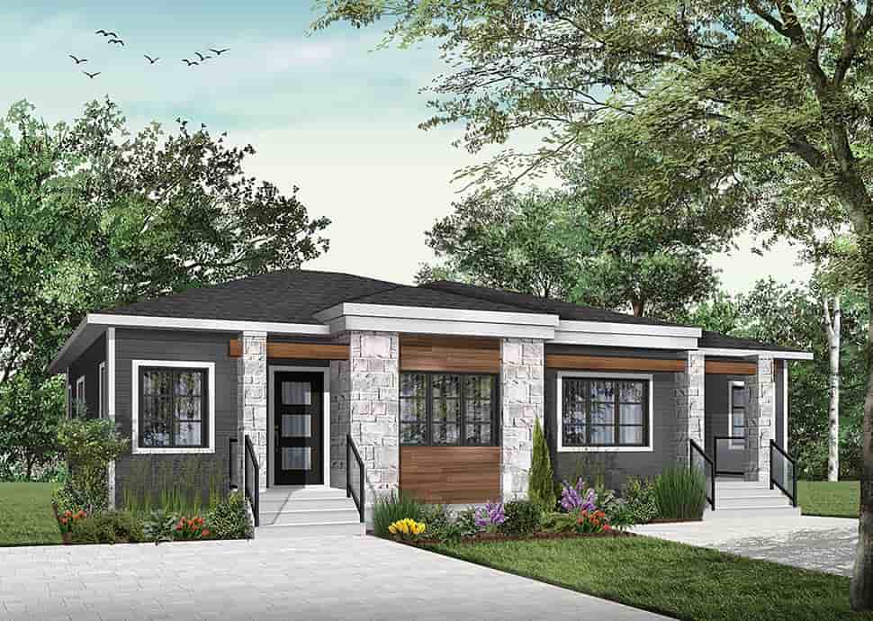 Contemporary, Modern Multi-Family Plan 76548 with 4 Beds, 2 Baths Picture 3