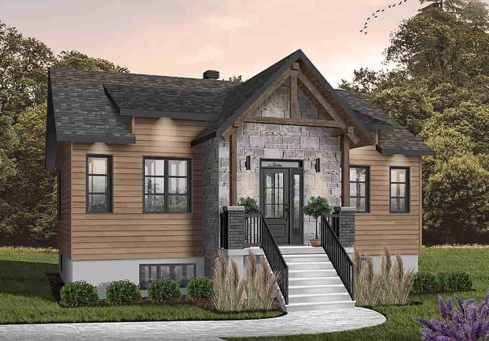 Cabin, Craftsman, Ranch House Plan 76558 with 2 Beds, 1 Baths Picture 2