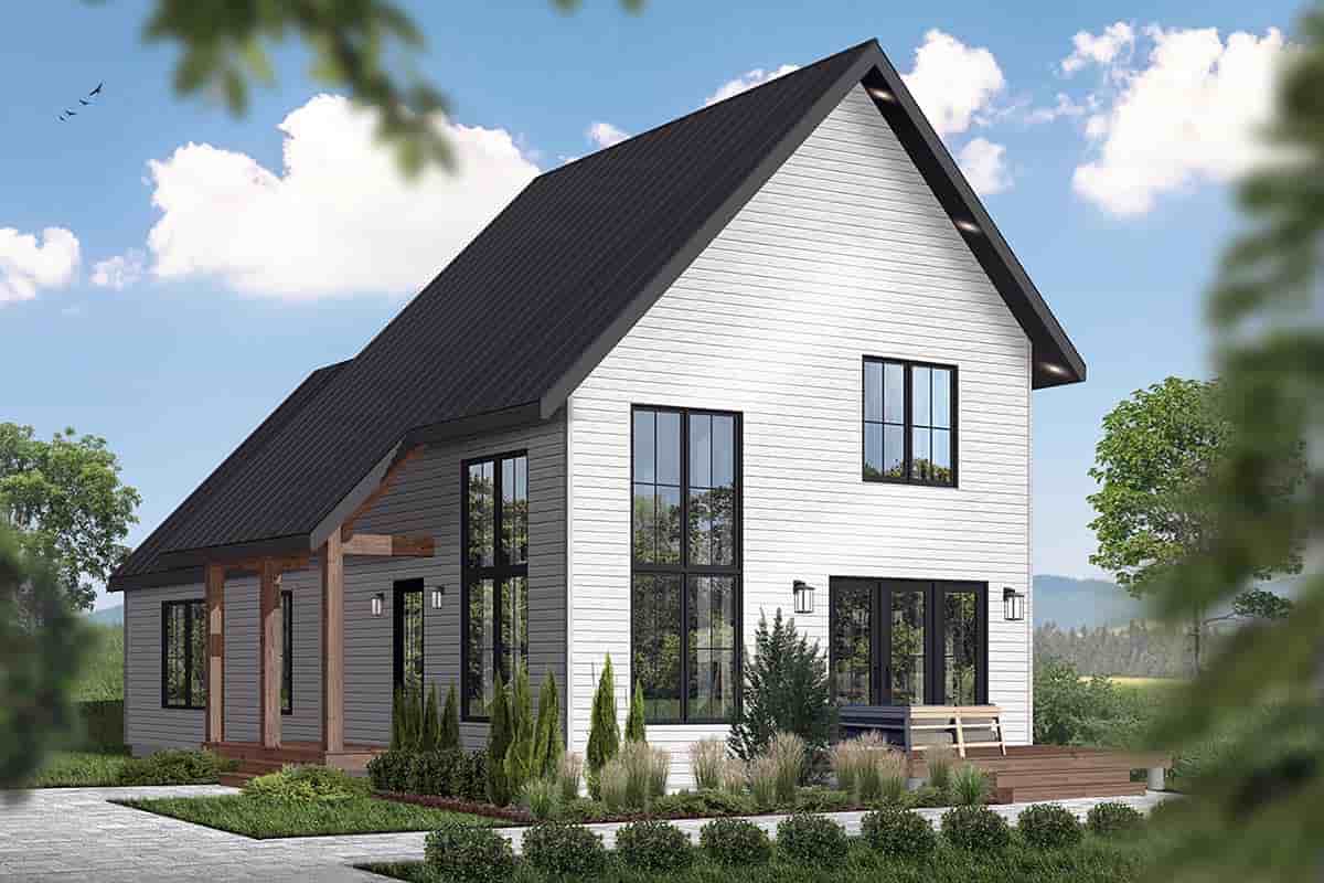 Cabin, Contemporary House Plan 76562 with 3 Beds, 3 Baths Picture 1