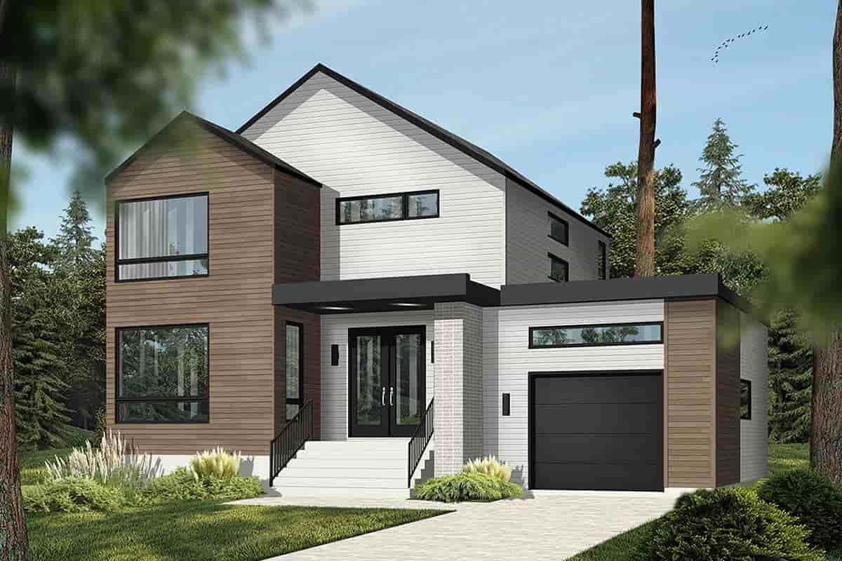 Modern House Plan 76564 with 3 Beds, 2 Baths, 1 Car Garage Picture 1