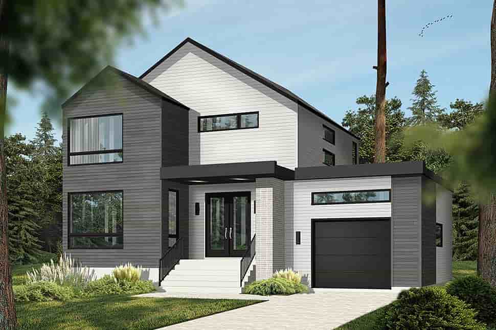 Modern House Plan 76564 with 3 Beds, 2 Baths, 1 Car Garage Picture 2