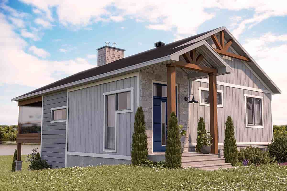 Cabin, Contemporary, Cottage, Modern House Plan 76576 with 2 Beds, 1 Baths Picture 2