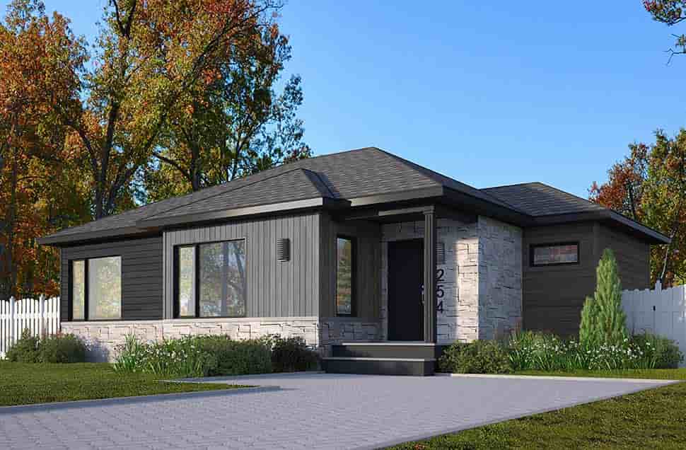 Bungalow, Contemporary House Plan 76584 with 2 Beds, 1 Baths Picture 2