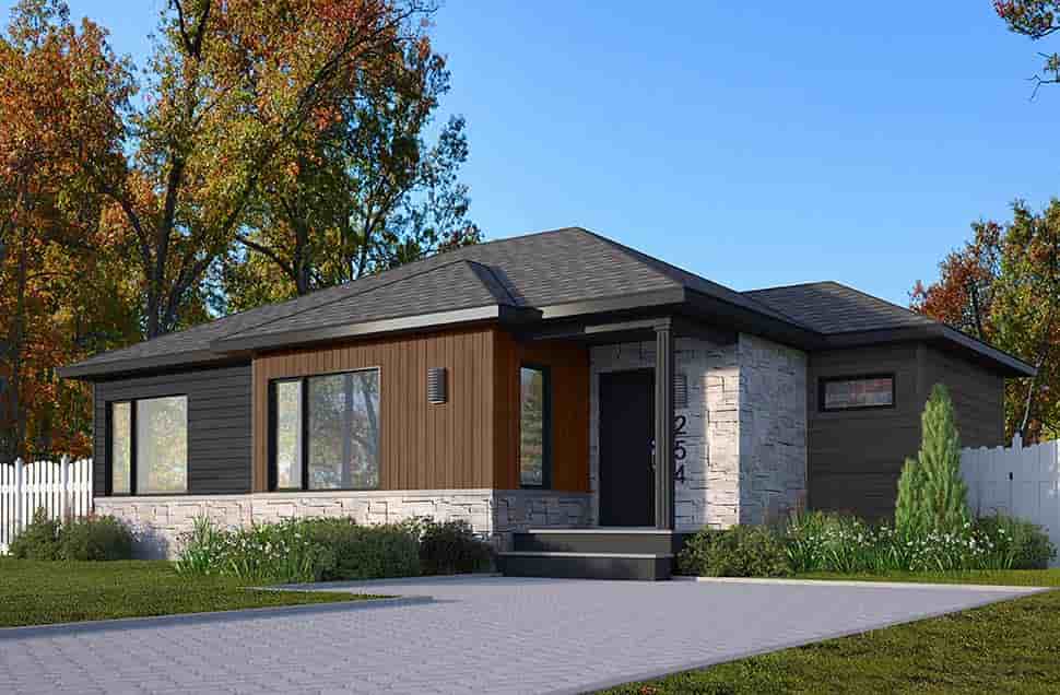 Bungalow, Contemporary House Plan 76584 with 2 Beds, 1 Baths Picture 3