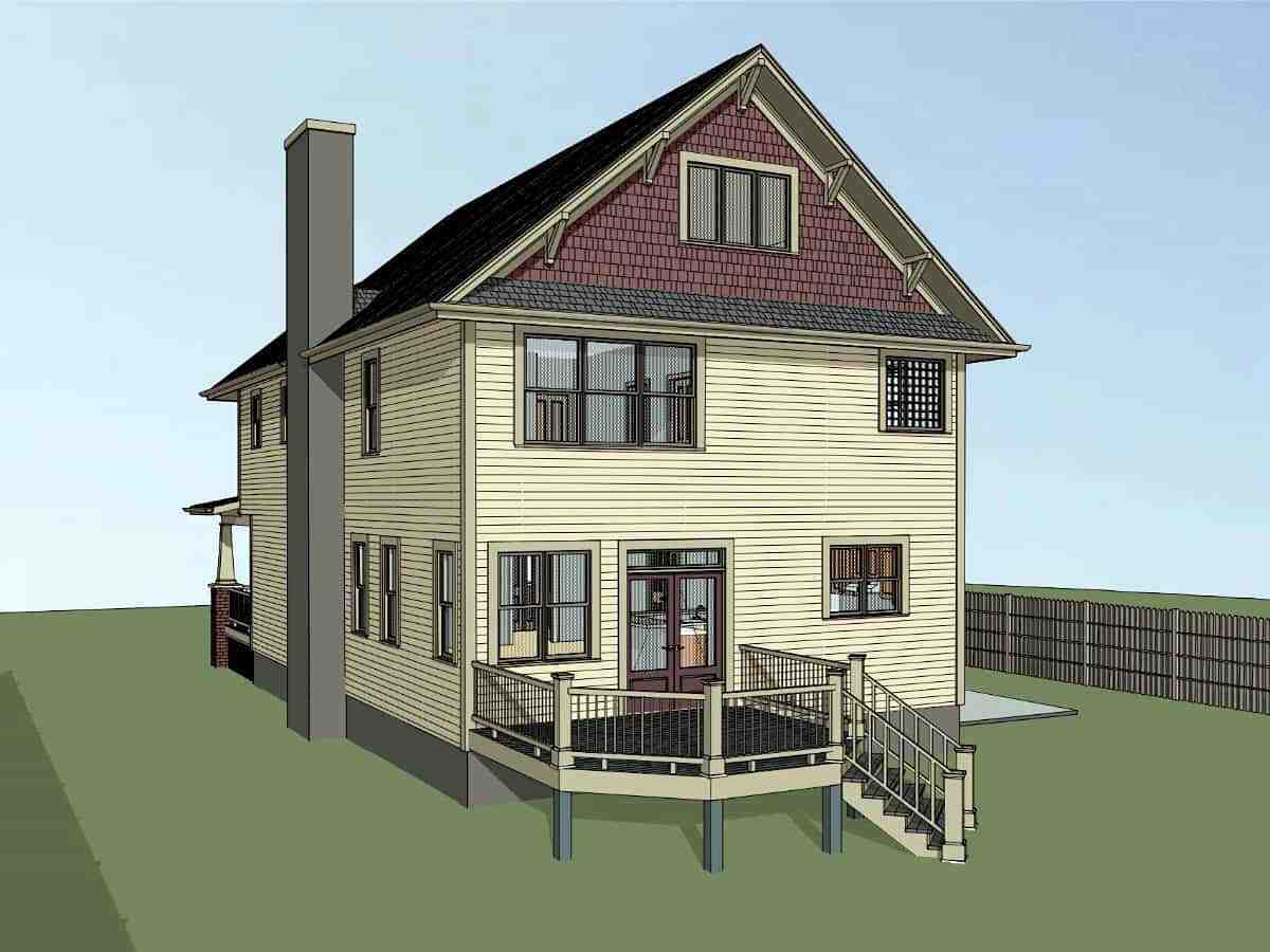 Bungalow, Craftsman, Narrow Lot House Plan 76608 with 4 Beds, 3 Baths Picture 1