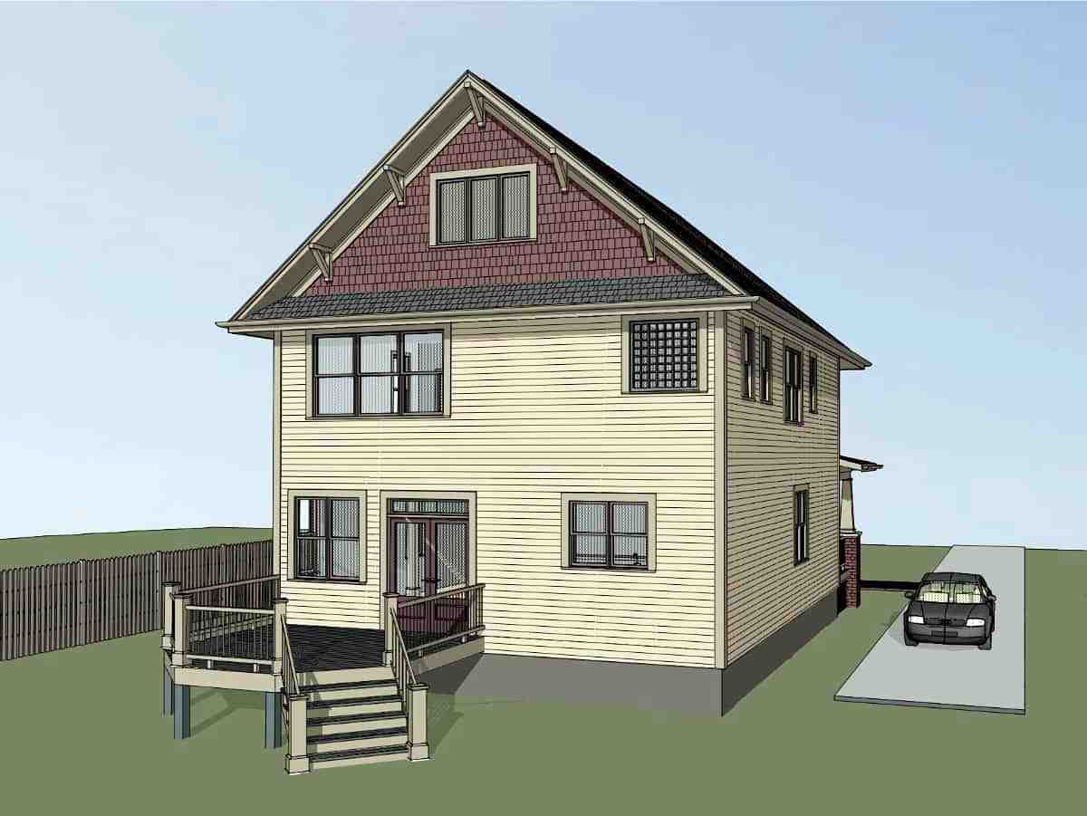 Bungalow, Craftsman, Narrow Lot House Plan 76608 with 4 Beds, 3 Baths Picture 2