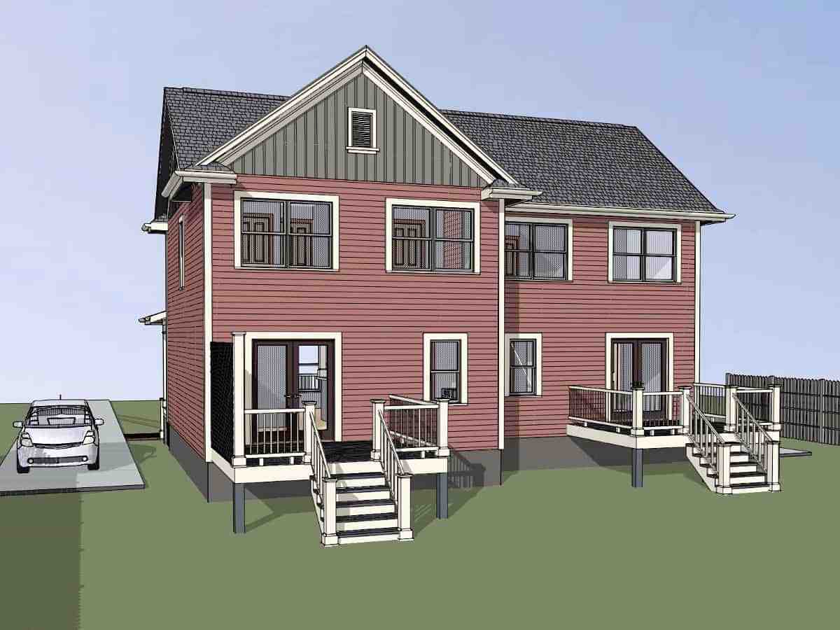 Colonial, Country Multi-Family Plan 76610 with 3 Beds, 2 Baths Picture 1