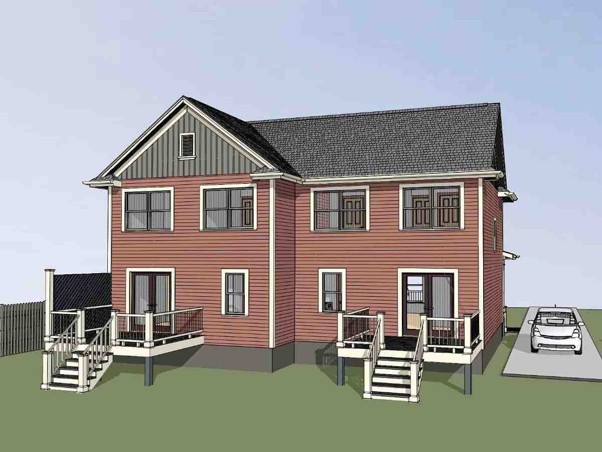 Colonial, Country Multi-Family Plan 76610 with 3 Beds, 2 Baths Picture 2