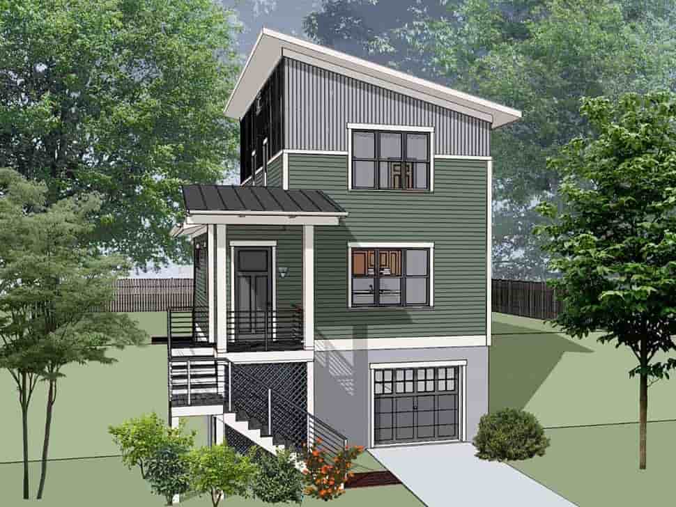 Contemporary, Modern House Plan 76619 with 3 Beds, 3 Baths, 1 Car Garage Picture 3