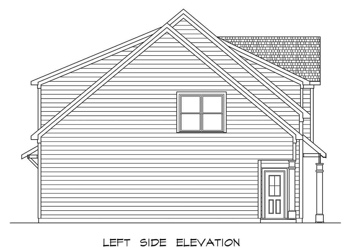 Traditional Garage-Living Plan 76727 with 2 Beds, 1 Baths, 6 Car Garage Picture 2