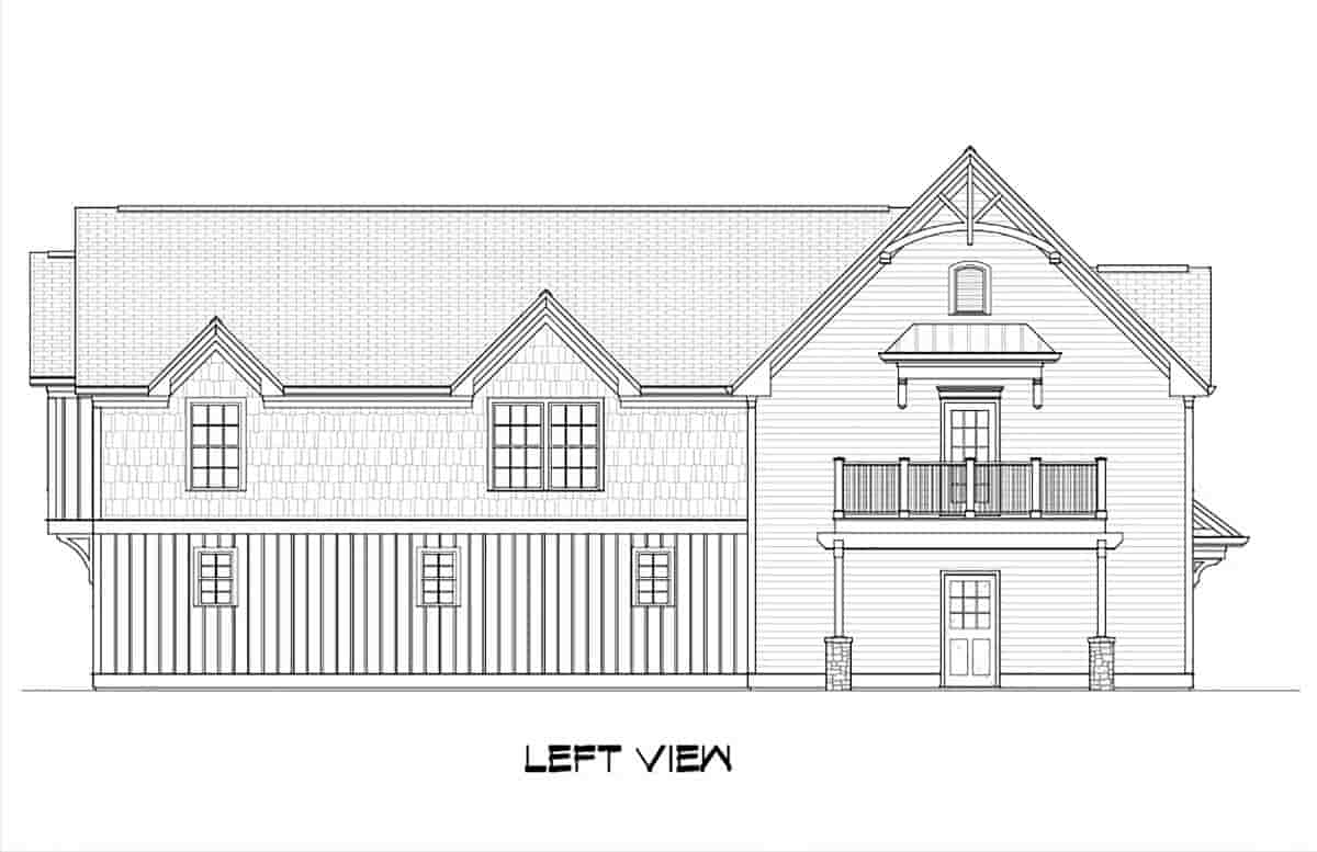 Craftsman, Farmhouse Garage-Living Plan 76735 with 2 Beds, 3 Baths, 4 Car Garage Picture 2