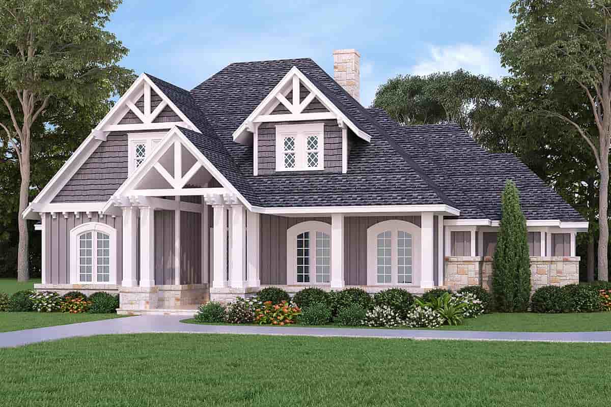 Craftsman, Traditional, Tudor House Plan 76916 with 3 Beds, 2 Baths, 3 Car Garage Picture 1