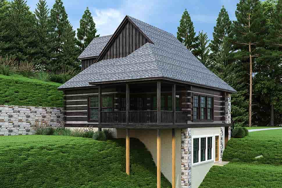Cottage, Log House Plan 76947 with 3 Beds, 3 Baths Picture 2
