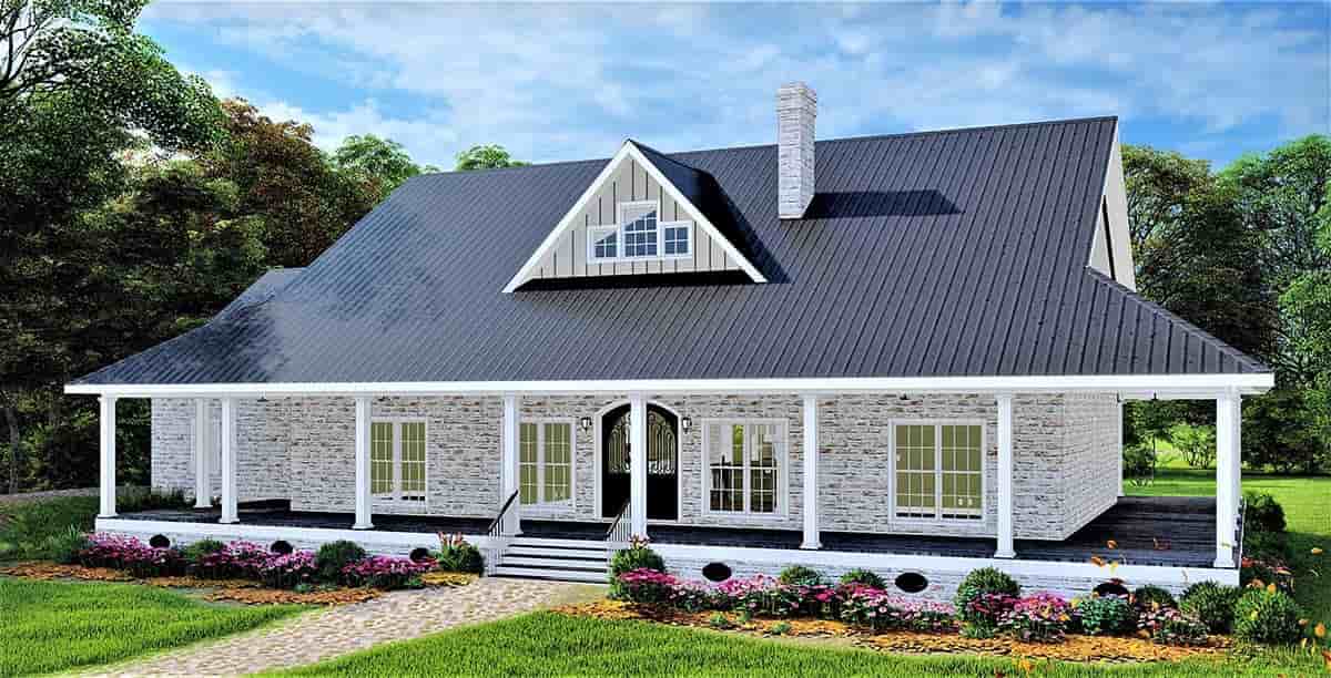 Country, Farmhouse, Ranch, Southern House Plan 77409 with 3 Beds, 2 Baths, 2 Car Garage Picture 1