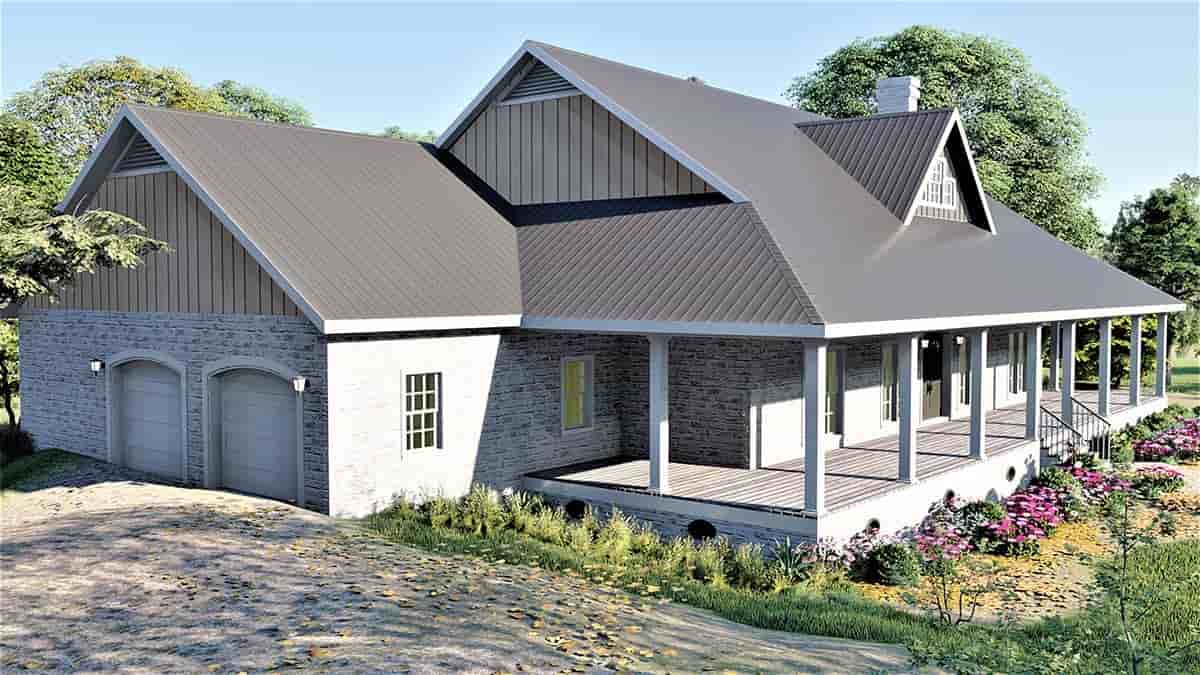 Country, Farmhouse, Ranch, Southern House Plan 77409 with 3 Beds, 2 Baths, 2 Car Garage Picture 2