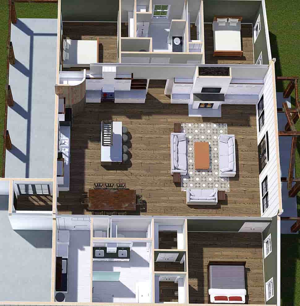 Barndominium, Farmhouse House Plan 77427 with 3 Beds, 2 Baths, 2 Car Garage Picture 4