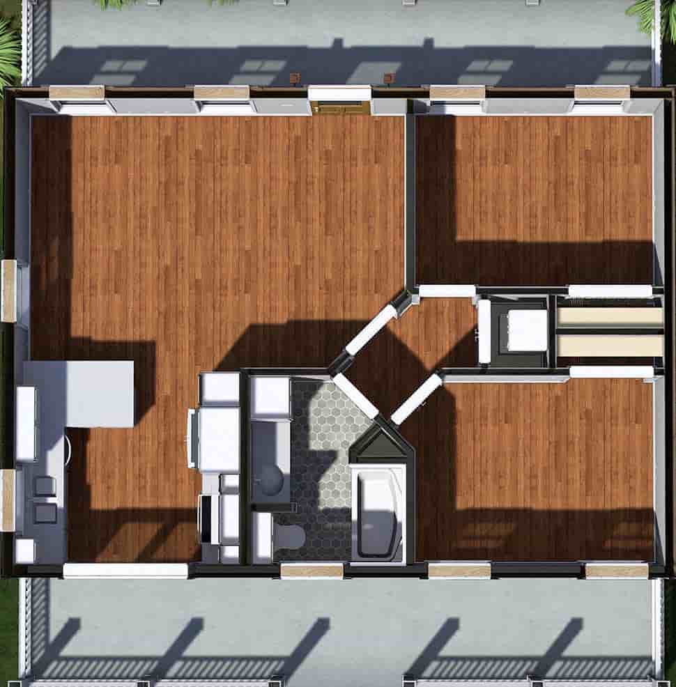 Bungalow, Cottage, Country, Southern House Plan 77432 with 2 Beds, 1 Baths Picture 3