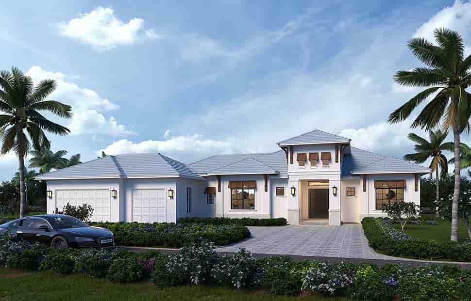 Coastal, Contemporary, Florida House Plan 78145 with 3 Beds, 3 Baths, 3 Car Garage Picture 4