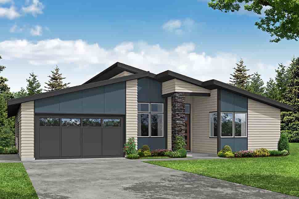 Contemporary, Prairie, Ranch House Plan 78409 with 3 Beds, 2 Baths, 2 Car Garage Picture 3