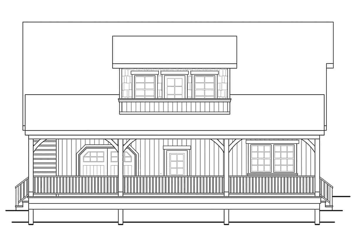 Cottage, Craftsman Garage-Living Plan 78469 with 2 Beds, 1 Baths, 2 Car Garage Picture 2