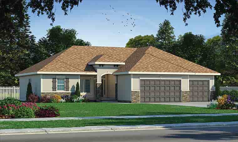 Tuscan House Plan 80401 with 3 Beds, 2 Baths, 3 Car Garage Picture 1