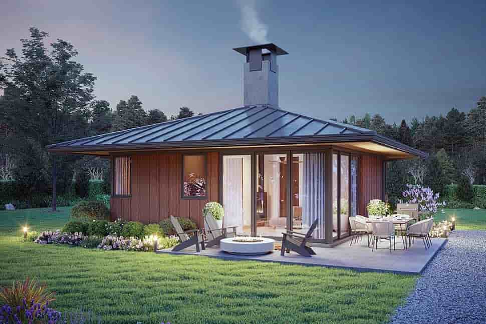 Cabin, Modern House Plan 80503 with 2 Beds, 1 Baths Picture 4