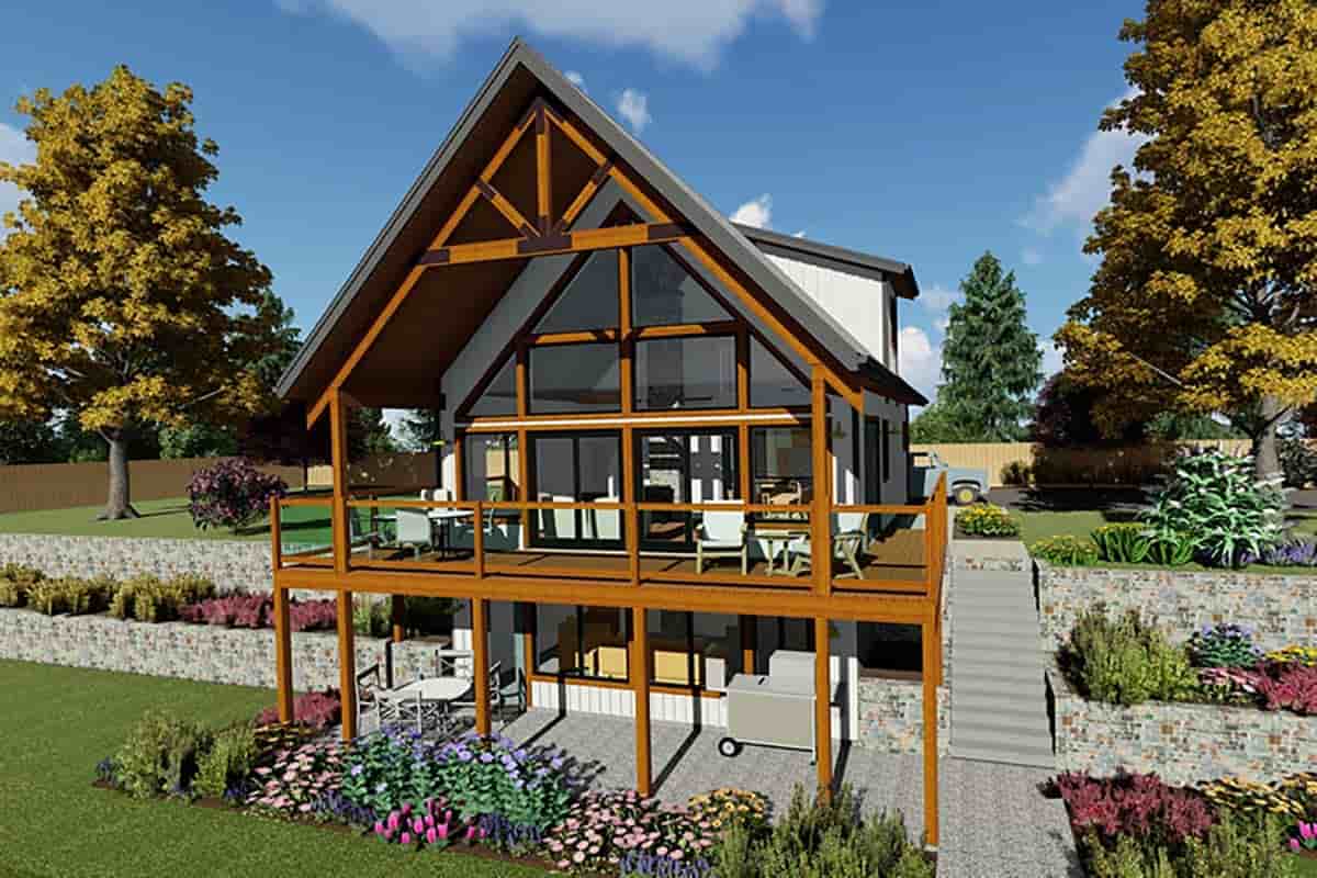 A-Frame, Cabin House Plan 80518 with 2 Beds, 2 Baths Picture 1