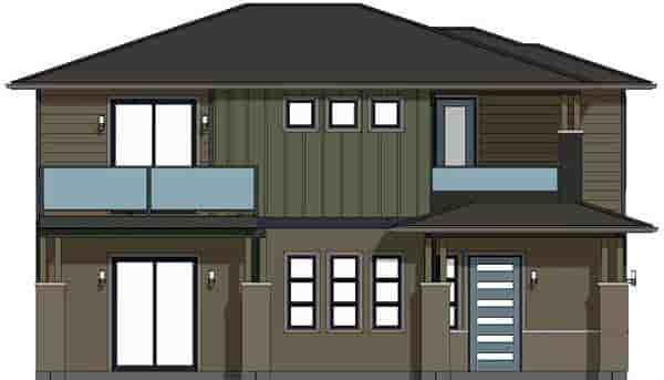 Coastal, Contemporary, Florida, Modern, Prairie House Plan 80520 with 3 Beds, 4 Baths, 2 Car Garage Picture 1