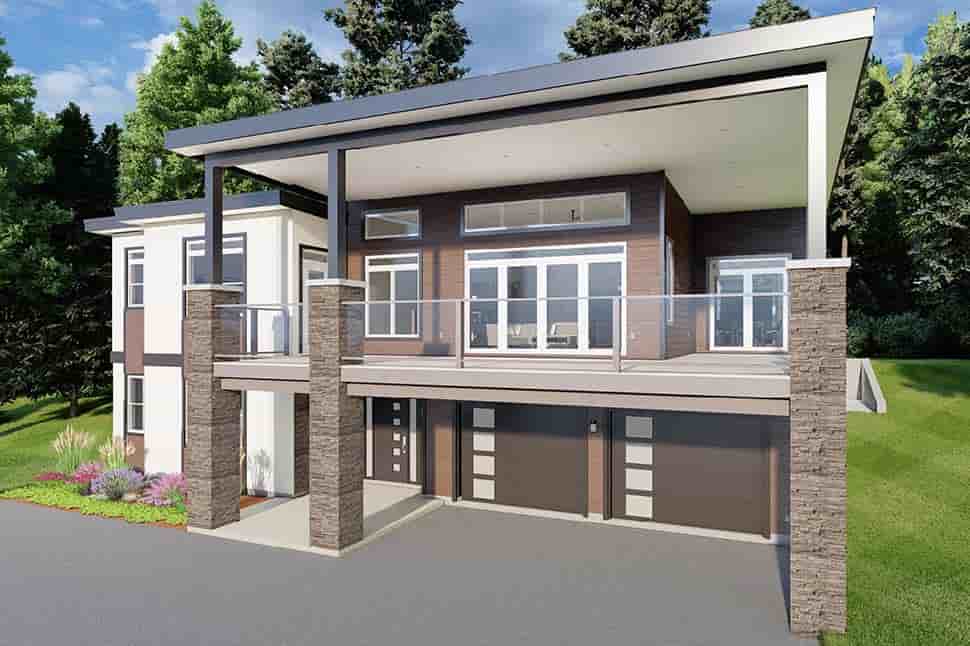 Contemporary, Modern House Plan 80535 with 3 Beds, 3 Baths, 2 Car Garage Picture 4