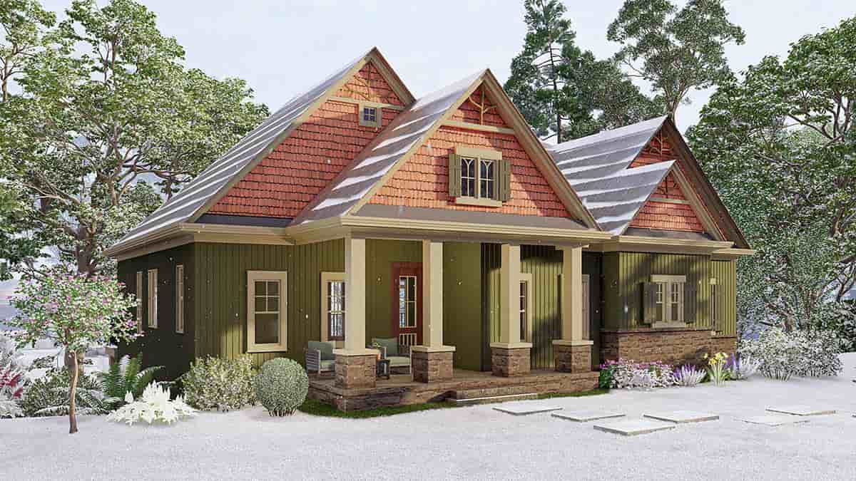 Bungalow, Craftsman House Plan 80722 with 3 Beds, 3 Baths, 2 Car Garage Picture 2