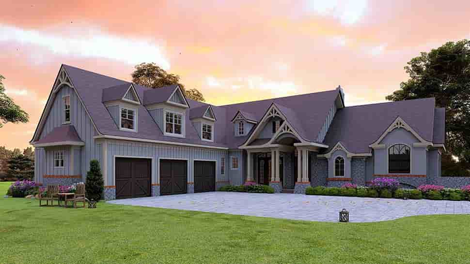 Craftsman House Plan 80746 with 5 Beds, 4 Baths, 3 Car Garage Picture 4