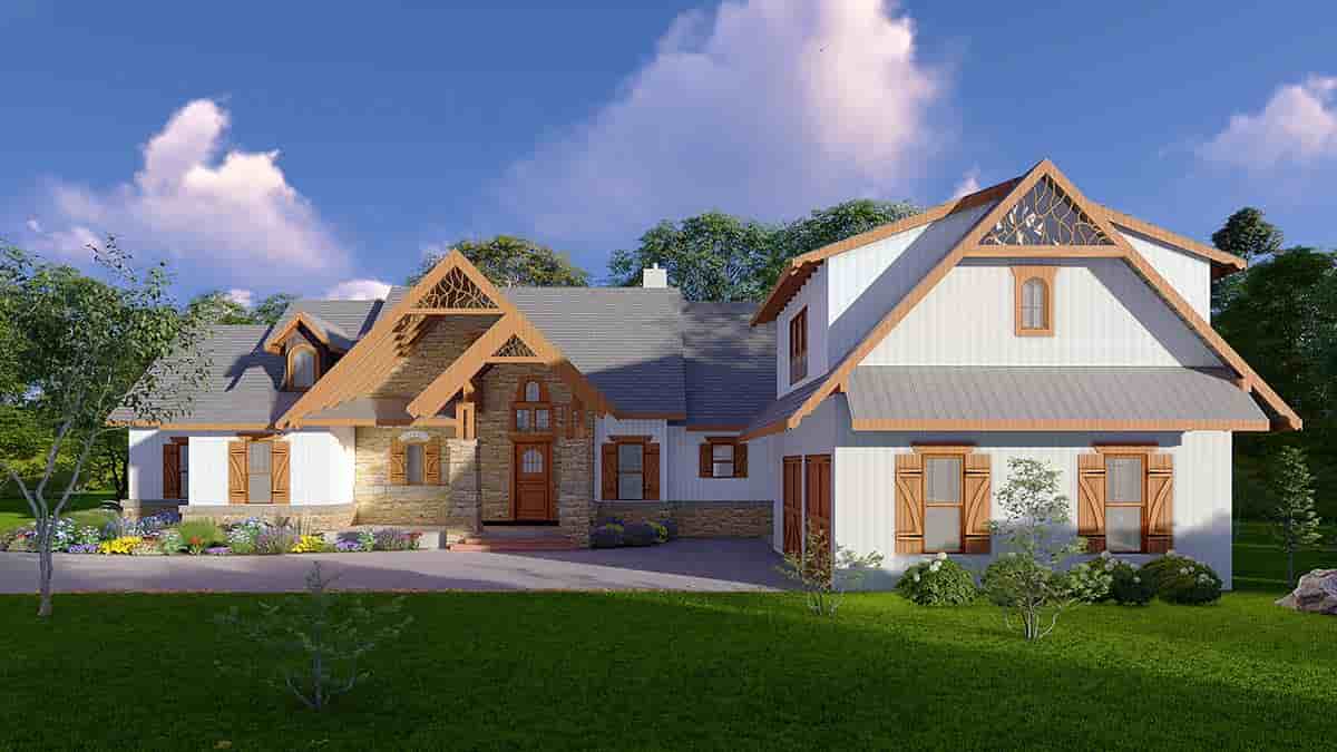 Country, Craftsman, Farmhouse, Ranch, Southern, Traditional House Plan 80752 with 5 Beds, 4 Baths, 2 Car Garage Picture 1