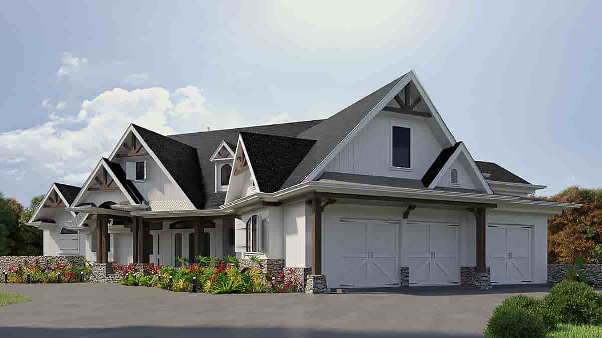 Craftsman, Ranch, Southern, Traditional House Plan 80758 with 3 Beds, 4 Baths, 3 Car Garage Picture 1