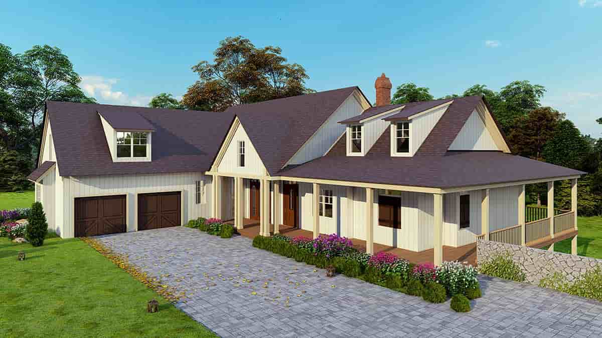 Country, Craftsman, Farmhouse, Southern, Traditional House Plan 80759, 2 Car Garage Picture 1