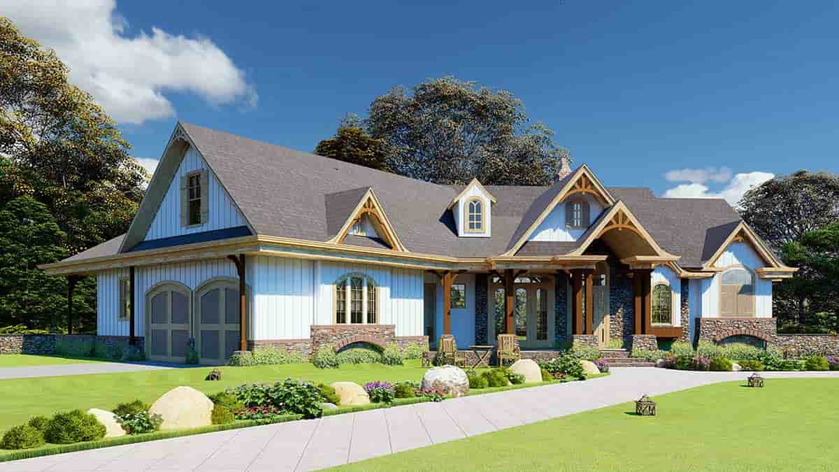 Country, Craftsman, Farmhouse, Ranch, Traditional House Plan 80769 with 3 Beds, 3 Baths, 2 Car Garage Picture 2