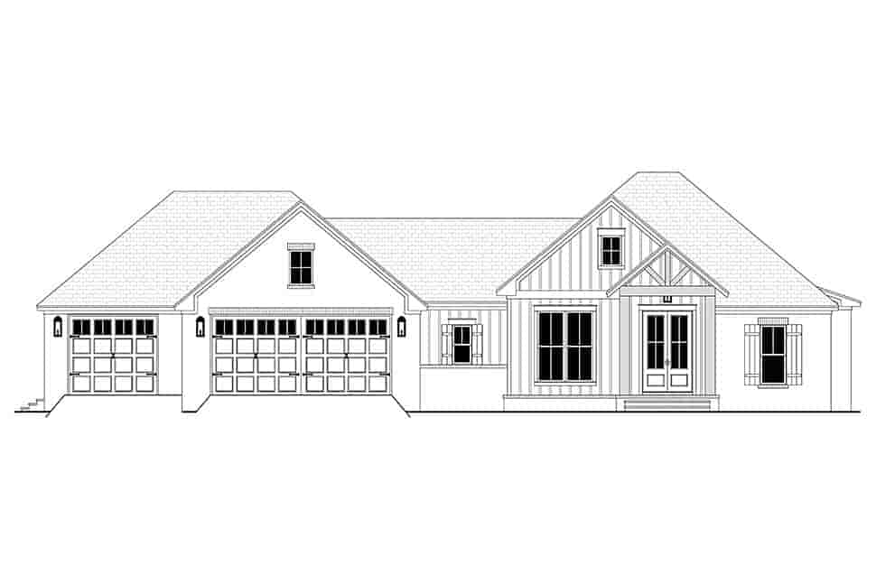 Country, Farmhouse, Traditional House Plan 80812 with 3 Beds, 2 Baths, 3 Car Garage Picture 3