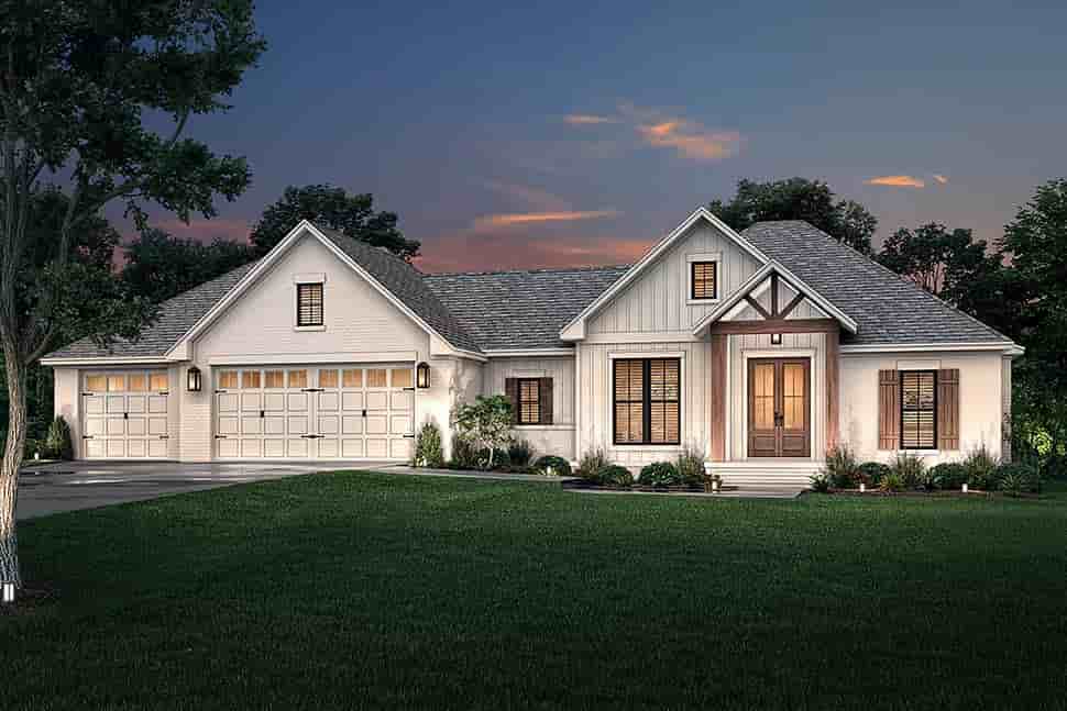 Country, Farmhouse, Traditional House Plan 80812 with 3 Beds, 2 Baths, 3 Car Garage Picture 4
