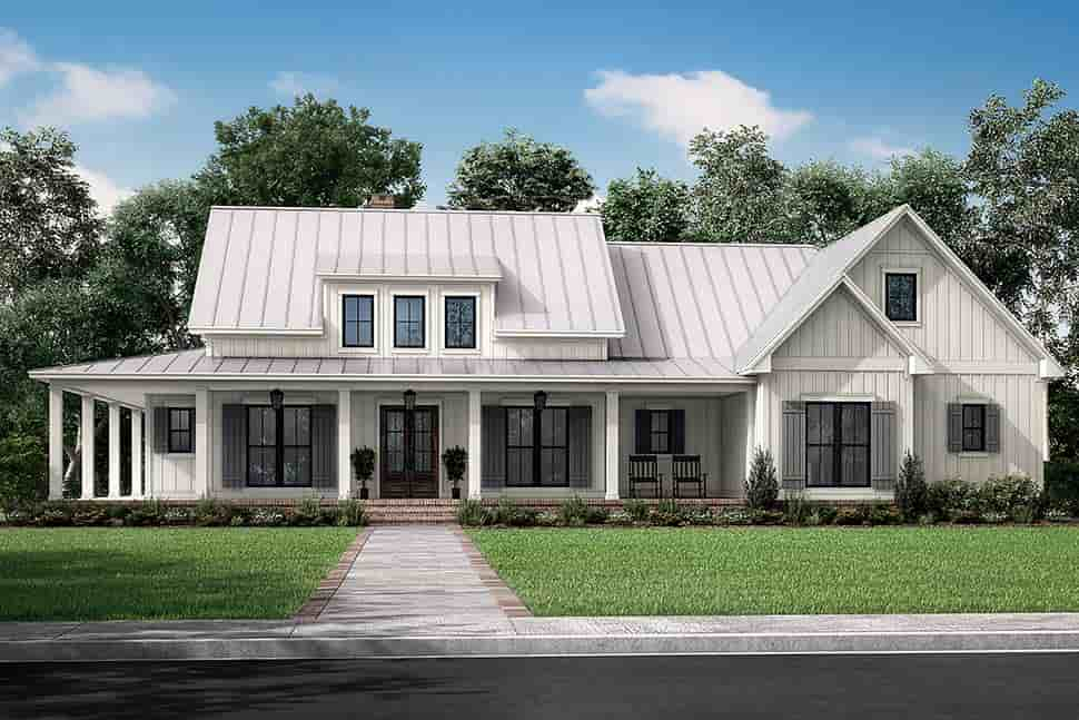 House Plan 80833 Farmhouse Style With 2428 Sq Ft 3 Bed 2 Bath