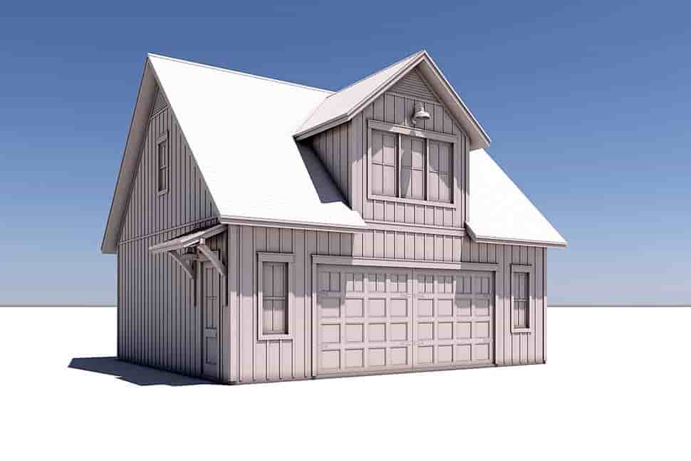 Country, Craftsman, Farmhouse, Southern Garage-Living Plan 80865 with 1 Beds, 1 Baths, 2 Car Garage Picture 4