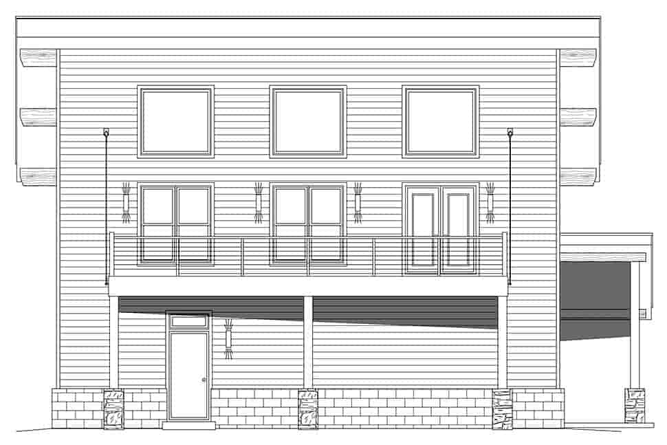 Coastal, Contemporary, Modern Garage-Living Plan 80929 with 2 Beds, 3 Baths, 3 Car Garage Picture 3