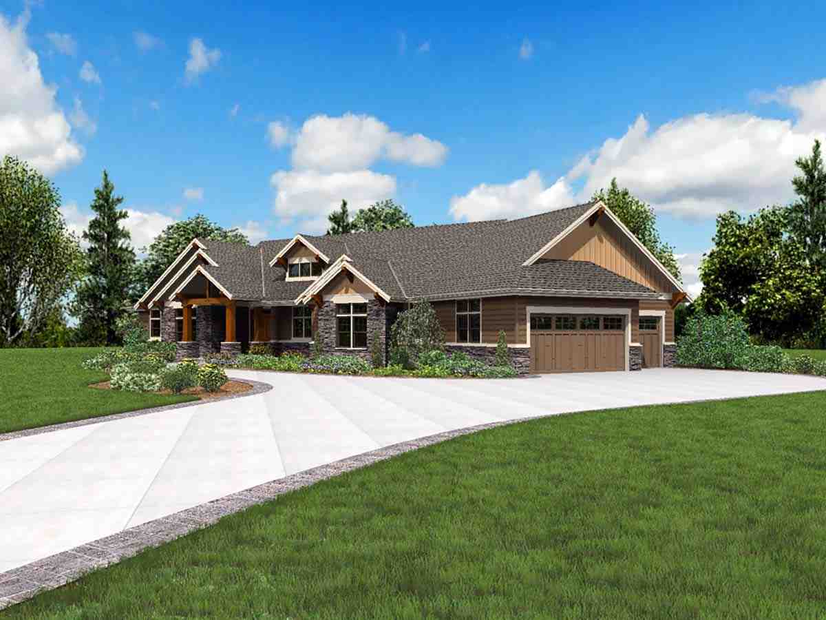 Craftsman, Ranch House Plan 81200 with 3 Beds, 3 Baths, 3 Car Garage Picture 1