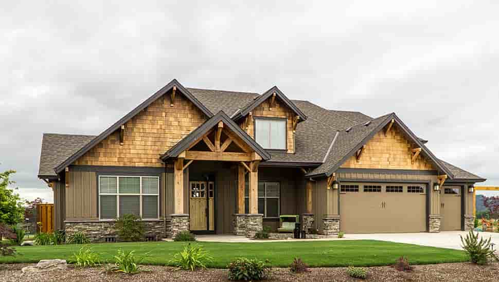Bungalow, Craftsman House Plan 81209 with 3 Beds, 3 Baths, 3 Car Garage Picture 6