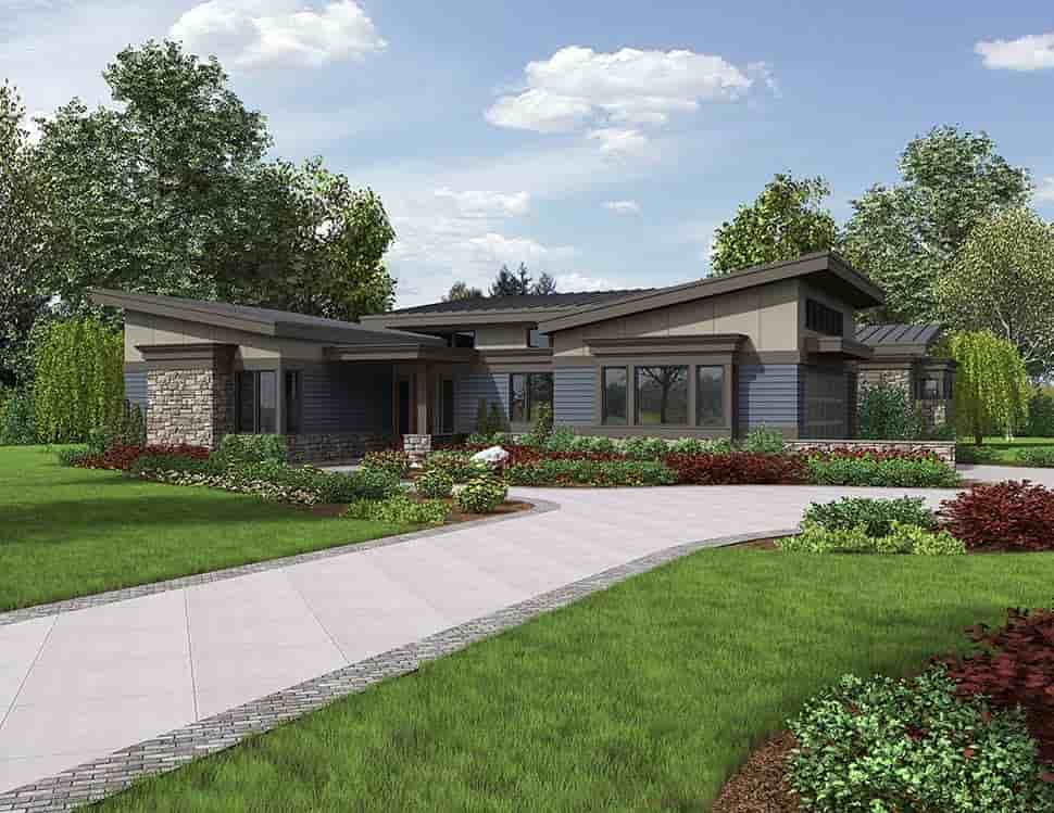 Contemporary, Modern House Plan 81235 with 3 Beds, 3 Baths, 2 Car Garage Picture 3