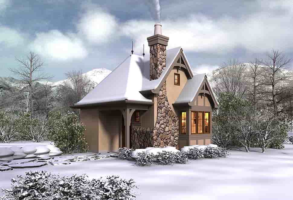 Cabin, Cottage, Narrow Lot, One-Story House Plan 81260 with 1 Beds, 1 Baths Picture 3