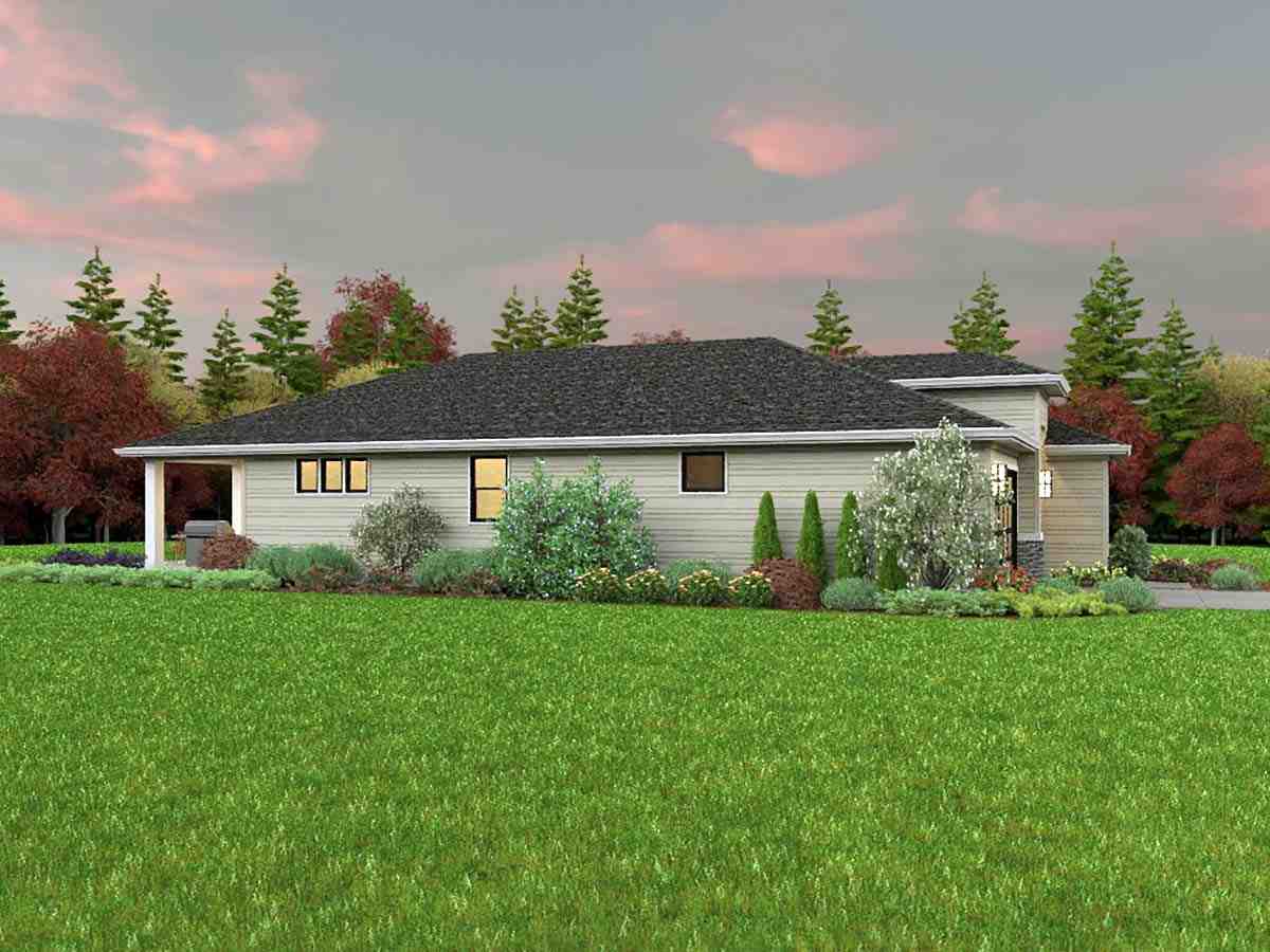 Contemporary, Prairie House Plan 81311 with 3 Beds, 2 Baths, 2 Car Garage Picture 2
