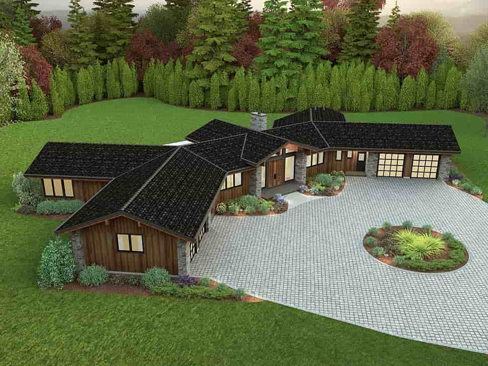 Modern, Prairie, Ranch House Plan 81333 with 3 Beds, 5 Baths, 4 Car Garage Picture 3