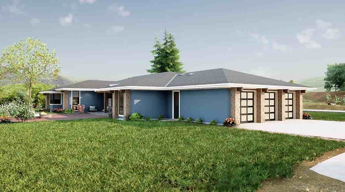 Modern, Prairie, Ranch House Plan 81344 with 4 Beds, 4 Baths, 3 Car Garage Picture 2